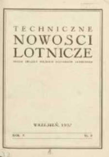 Techniczne Nowości Lotnicze: organ Związku Polskich Inżynierów Lotniczych 1937.09 R.5 Nr9