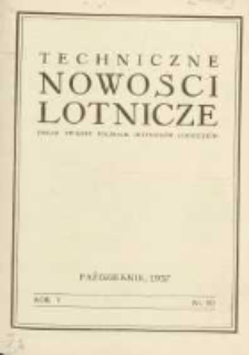 Techniczne Nowości Lotnicze: organ Związku Polskich Inżynier&oacute;w Lotniczych 1937.10 R.5 Nr10
