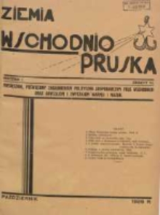Ziemia Wschodnio-Pruska: miesięcznik poświęcony zagadnieniom polityczno-gospodarczym Prus Wschodnich oraz obyczajom i zwyczajom Warmji i Mazur 1929.10 R.1 Nr6