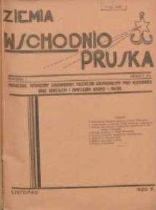 Ziemia Wschodnio-Pruska: miesięcznik poświęcony zagadnieniom polityczno-gospodarczym Prus Wschodnich oraz obyczajom i zwyczajom Warmji i Mazur 1929.11 R.1 Nr7