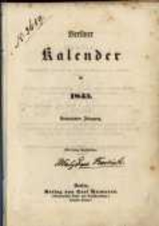 Berliner Kalender f&uuml;r 1845.