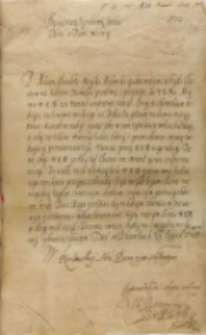 List Wojciecha Baranowskiego biskupa płockiego do króla Zygmunta III, Pułtusk 29.08.1603