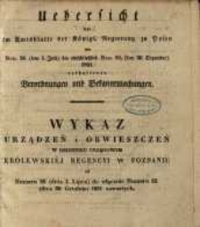 Wykaz urządzeń i obwieszczeń w Dzienniku Urzędowym Kr&oacute;lewskiey Regencyi w Poznaniu od Nr. 26. (dnia 1. Lipca) aż do włącznie Nr. 52. (dnia. 24. Grudnia) 1851 zawartych