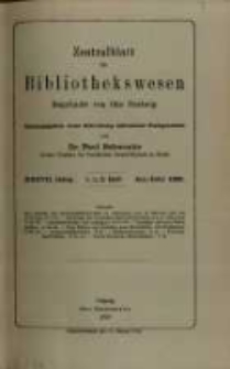 Zentralblatt f&uuml;r Bibliothekswesen. 1920.01-02 Jg.37 heft 1-2