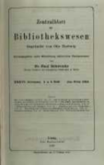 Zentralblatt f&uuml;r Bibliothekswesen. 1919.01-02 Jg.36 heft 1-2