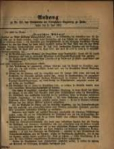 Anhang zu Nro. 24 des Amtsblatts der K&ouml;niglichen Regierung zu Posen. Posen, den 11. Juni 1861.