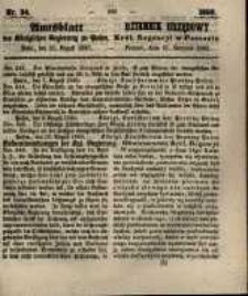 Amtsblatt der K&ouml;niglichen Regierung zu Posen. 1860.08.21 Nro.34