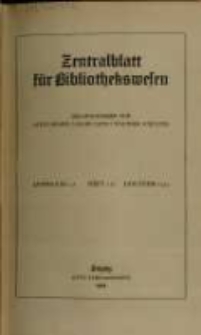 Zentralblatt f&uuml;r Bibliothekswesen. 1924.01-02 Jg.41 heft 1-2