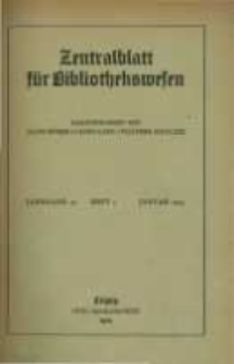 Zentralblatt f&uuml;r Bibliothekswesen. 1925.01 Jg.42 heft 1