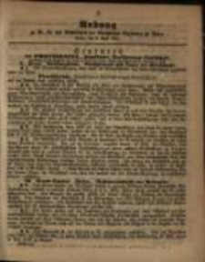 Anhang zu Nro. 15 des Amtsblatts der K&ouml;niglichen Regierung zu Posen. Posen, den 9. April 1861.