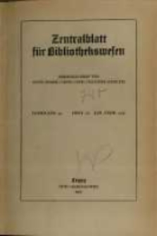 Zentralblatt f&uuml;r Bibliothekswesen. 1927.01-02 Jg.44 heft 1-2
