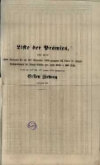 Liste der Pr&auml;mien welche auf die 1500 Nummern der am 15ten September 1855 gezogenen Serien der Schuld=Beschreibungen der Staats-Anleihe vom Jahre 1855 ...