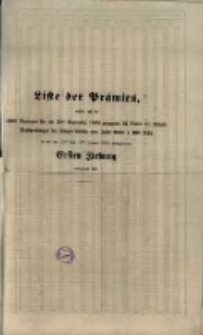 Liste der Prämien welche auf die 1500 Nummern der am 15ten September 1855 gezogenen Serien der Schuld=Beschreibungen der Staats-Anleihe vom Jahre 1855 ...