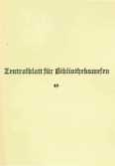 Zentralblatt f&uuml;r Bibliothekswesen. 1924.01-02 Jg.48 heft 1-2