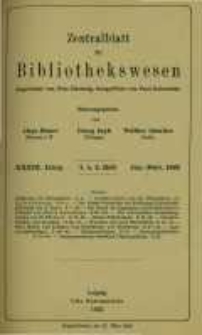 Zentralblatt f&uuml;r Bibliothekswesen. 1922.01-02 Jg.39 heft 1-2