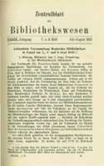 Zentralblatt f&uuml;r Bibliothekswesen. 1922.07-08 Jg.39 heft 7-8