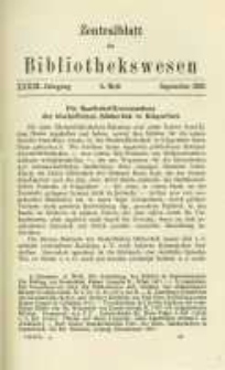 Zentralblatt f&uuml;r Bibliothekswesen. 1922.09 Jg.39 heft 9