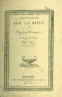Vers et romance sur la mort de Napoleon Bonaparte par M. Alexandre