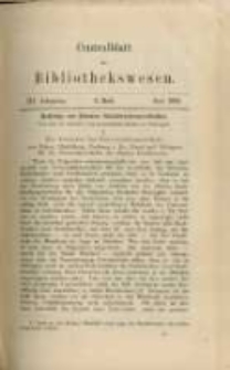 Centralblatt f&uuml;r Bibliothekswesen. 1886.06 Jg.3 heft 6