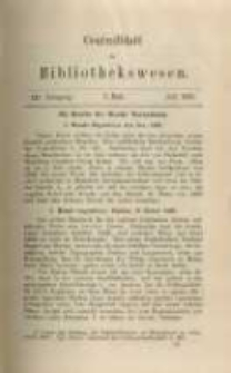 Centralblatt f&uuml;r Bibliothekswesen. 1886.07 Jg.3 heft 7