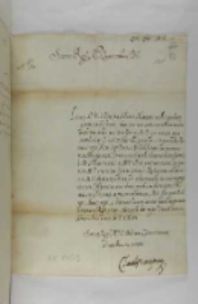 List Klaudiusza Vinciprony do króla Zygmunta III, Neapol 26.11.1616