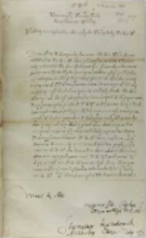 List Stanisława Karnkowskiego arcybiskupa gnieźnieńskiego do kr&oacute;la Zygmunta III, Łęczyca 04.10.1601