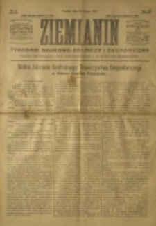 Ziemianin. Tygodnik naukowo-rolniczy i ekonomiczny; organ Centralnego Towarzystwa Gospodarczego w Wielkiem Księstwie Poznańskiem 1917.02.25 R.68 Nr8
