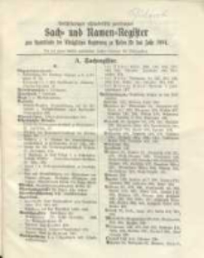 Vollst&auml;ndiges alphabetisch geordnetes Sach= und Namenr=Register zum Amtsblatte der K&ouml;niglichen Regierung zu Posen f&uuml;r das Jahr1904