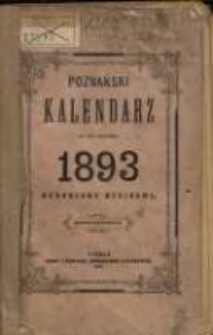 Poznański Kalendarz na rok zwyczajny 1893. R.20.