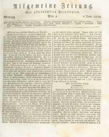 Allgemeine Zeitung: mit allerh&ouml;chsten Privilegien. 1809.01.02 Nro.2