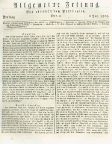 Allgemeine Zeitung: mit allerh&ouml;chsten Privilegien. 1809.01.06 Nro.6