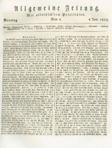 Allgemeine Zeitung: mit allerh&ouml;chsten Privilegien. 1809.01.08 Nro.8
