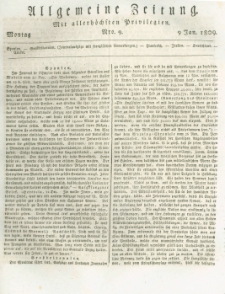 Allgemeine Zeitung: mit allerh&ouml;chsten Privilegien. 1809.01.09 Nro.9