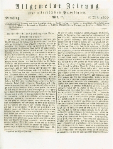 Allgemeine Zeitung: mit allerhöchsten Privilegien. 1809.01.10 Nro.10