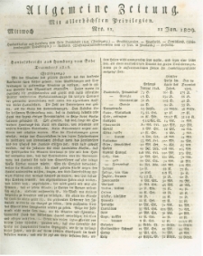 Allgemeine Zeitung: mit allerh&ouml;chsten Privilegien. 1809.01.11 Nro.11