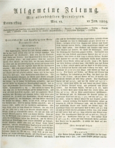 Allgemeine Zeitung: mit allerhöchsten Privilegien. 1809.01.12 Nro.12