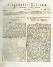 Allgemeine Zeitung: mit allerh&ouml;chsten Privilegien. 1809.01.13 Nro.13