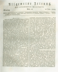 Allgemeine Zeitung: mit allerhöchsten Privilegien. 1809.01.16 Nro.16