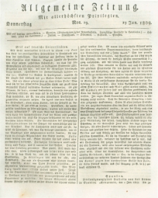 Allgemeine Zeitung: mit allerhöchsten Privilegien. 1809.01.19 Nro.19