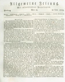 Allgemeine Zeitung: mit allerhöchsten Privilegien. 1809.01.20 Nro.20