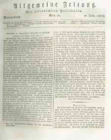 Allgemeine Zeitung: mit allerhöchsten Privilegien. 1809.01.21 Nro.21
