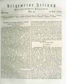 Allgemeine Zeitung: mit allerh&ouml;chsten Privilegien. 1809.01.23 Nro.23