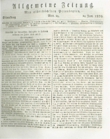 Allgemeine Zeitung: mit allerhöchsten Privilegien. 1809.01.24 Nro.24