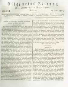 Allgemeine Zeitung: mit allerh&ouml;chsten Privilegien. 1809.01.25 Nro.25