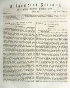 Allgemeine Zeitung: mit allerhöchsten Privilegien. 1809.01.29 Nro.29