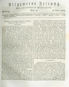 Allgemeine Zeitung: mit allerh&ouml;chsten Privilegien. 1809.01.30 Nro.30