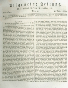 Allgemeine Zeitung: mit allerh&ouml;chsten Privilegien. 1809.01.31 Nro.31