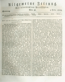 Allgemeine Zeitung: mit allerhöchsten Privilegien. 1809.02.05 Nro.36