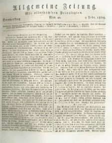 Allgemeine Zeitung: mit allerh&ouml;chsten Privilegien. 1809.02.09 Nro.40