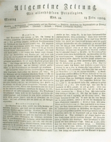Allgemeine Zeitung: mit allerh&ouml;chsten Privilegien. 1809.02.13 Nro.44